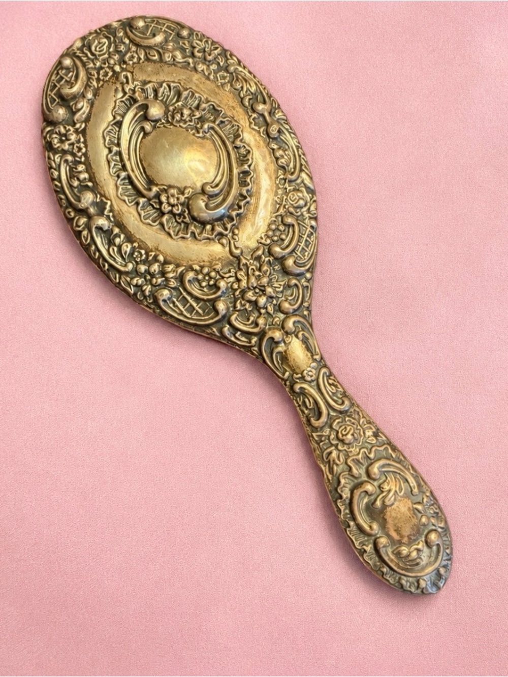 Vintage Ornate silver plate hand mirror